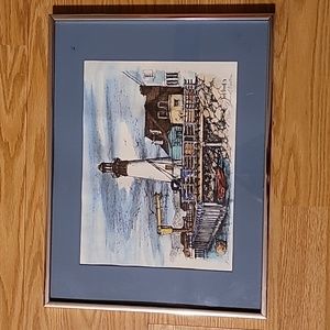 David Norton Watercolor Painting Signed Fisherman's Wharf Channel Islands 53/300